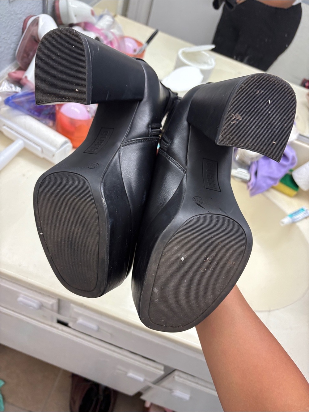 GUESS Black Platform Block Heel Ankle Boots - Picture 5 of 5